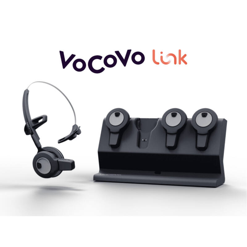 Vocovo link, komplett set med 4 headsets och dockningsstation