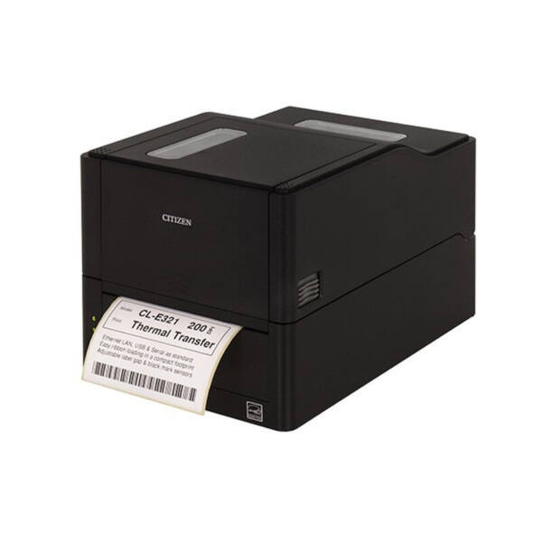 Citizen CL-E321 Printer_ Peeler, LAN, USB, seriell, svart, EN-kontakt