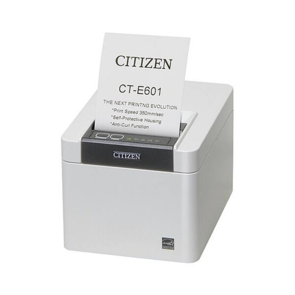 Citizen CT-E601, USB, USB Host, 8 punkter/mm (203 dpi), skärare, vit