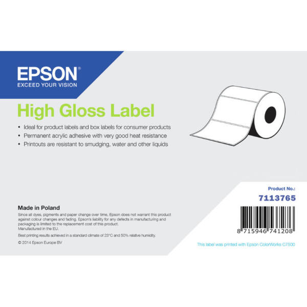Labels, epson, normal paper, high gloss label, b: 105 mm, h: 210 mm, d: 152 mm, c: 76 mm - billede 1