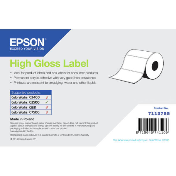 Labels, epson, normalt papir, high gloss label, b: 102 mm, h: 152 mm, d: 95 mm, c: 40 mm - billede 1