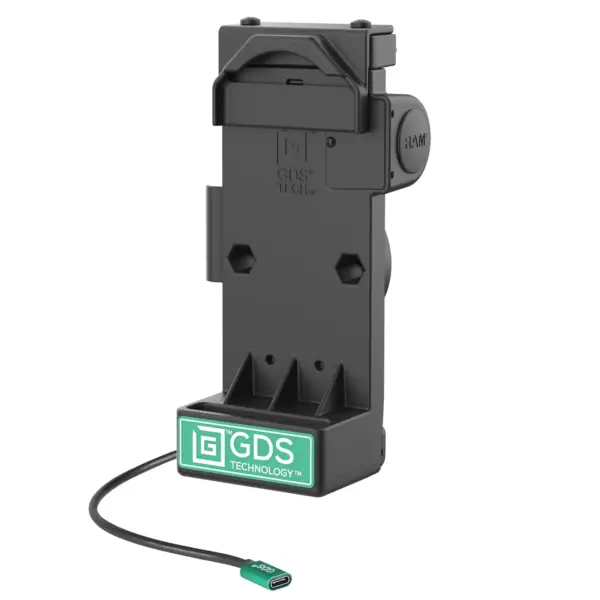 RAM Mounts GDS Uni-Conn Spring Loaded Charging Dock - 2-Hole AMPS Pattern - USB-C Connector - Screw-Set