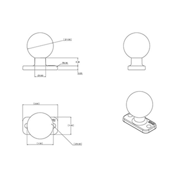 Ram mounts rectangular base plate - image 2