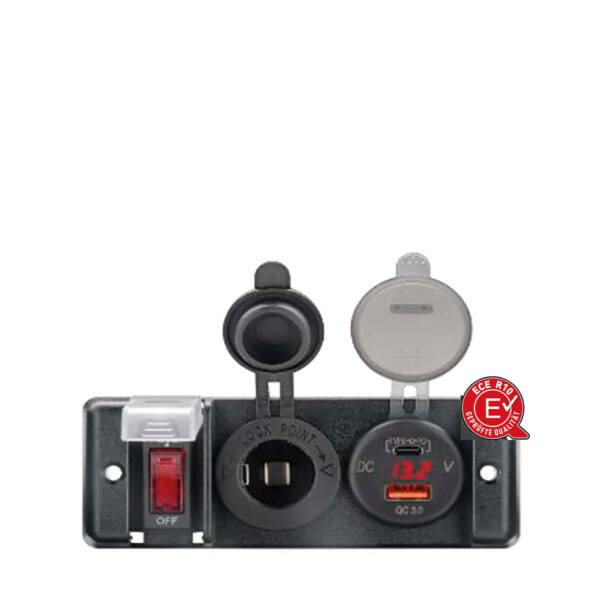 Afbryderpanel med integreret usb-indbygningsoplader med led – åbne kabelender - billede 1