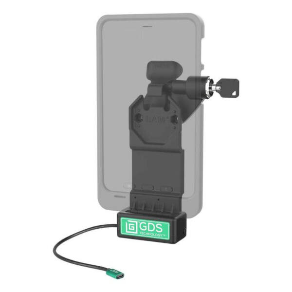 Ram mounts gds uni-conn laddningsdocka med nyckellås (höger) - 2-håls amps-mönster - usb-c-kontakt - skruvsats - bild 2