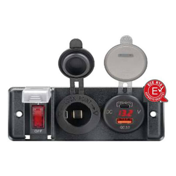 Kopplingspanel med integrerad usb-laddare och led – öppna kabeländar - bild 1