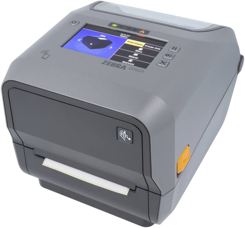 Zebra zd621-hc, 12 punkte/mm (300 dpi), display (farbe), rtc, usb, usb host, rs232, bt, ethernet, wi-fi, kit (usb), weiß