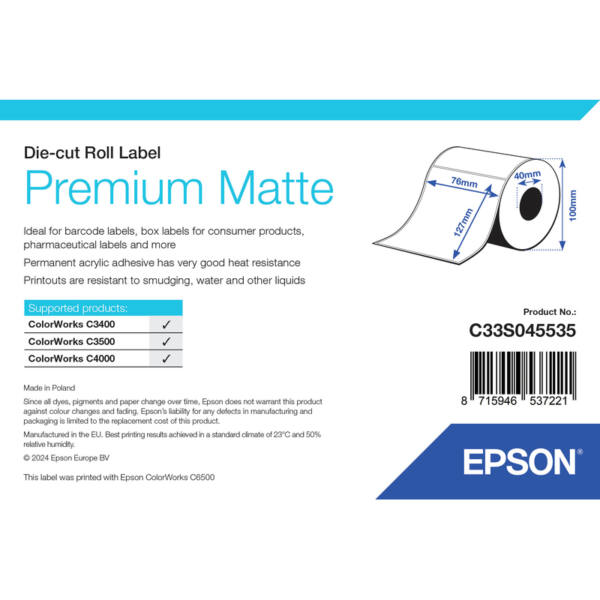 Epson premium multifunktions label 76 x 127mm, - billede 1
