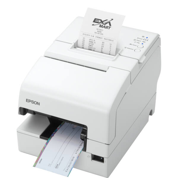 Epson tm-h6000v, micr, skæreenhed, usb, usb host, rs232, ethernet, opos, epos, hvid - billede 1