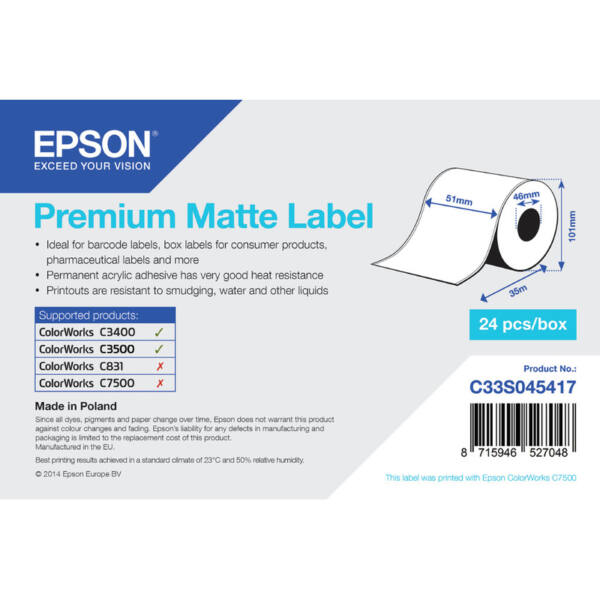 Epson etikettenrolle, normalpapier, 51 mm – bild 1