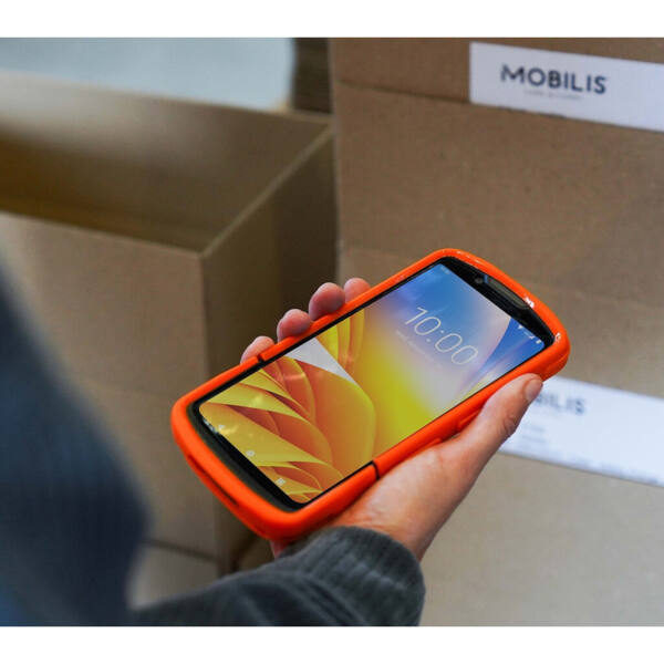 Mobilis protech - schutzhülle - safety orange + handschlaufe für zebra tc53 - tc58 - pantone 021c - soft bag – bild 2