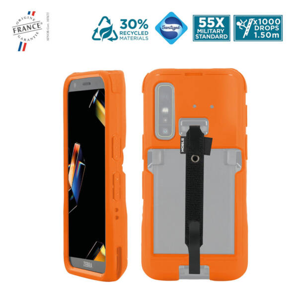 Protech-fodral - hi-vis orange + handrem för zebra tc501 - pantone 021c - mjuk väska - bild 6